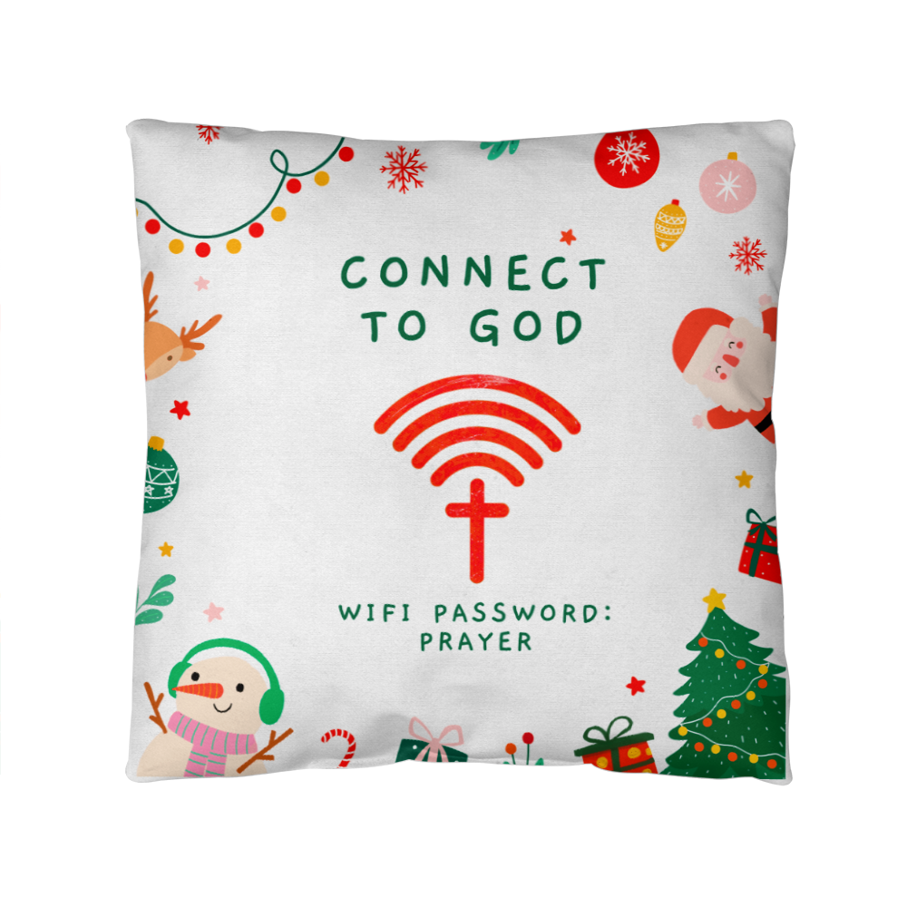 Connect to God – “WiFi Password: PRAYER” Christmas Faith Pillow