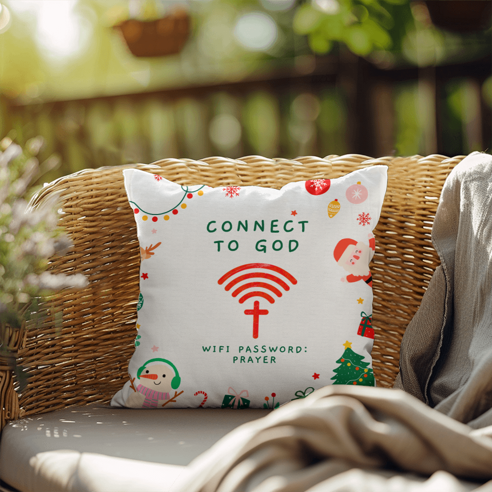 Connect to God – “WiFi Password: PRAYER” Christmas Faith Pillow