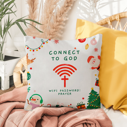 Connect to God – “WiFi Password: PRAYER” Christmas Faith Pillow