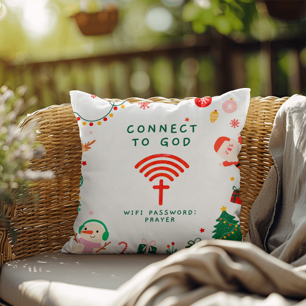 Connect to God – “WiFi Password: PRAYER” Christmas Faith Pillow