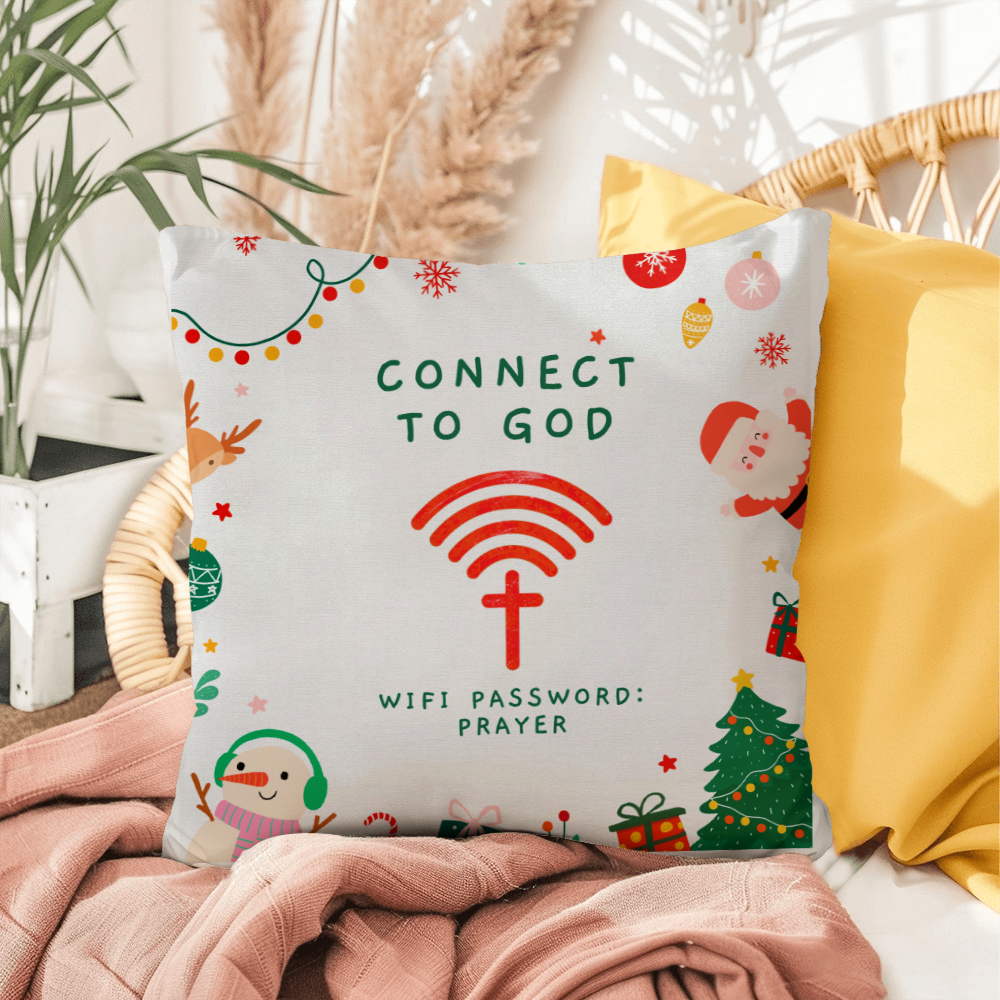 Connect to God – “WiFi Password: PRAYER” Christmas Faith Pillow