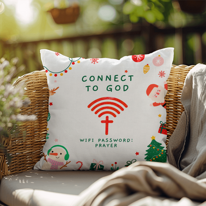 Connect to God – “WiFi Password: PRAYER” Christmas Faith Pillow