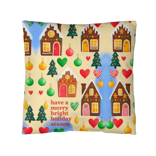 Have a Merry Bright Holiday Pillow with Insert – Festive Christmas Throw Cushion for Cozy Home Decor