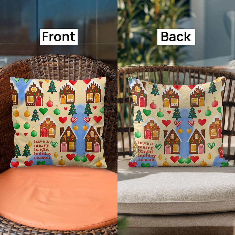 Have a Merry Bright Holiday Pillow with Insert – Festive Christmas Throw Cushion for Cozy Home Decor