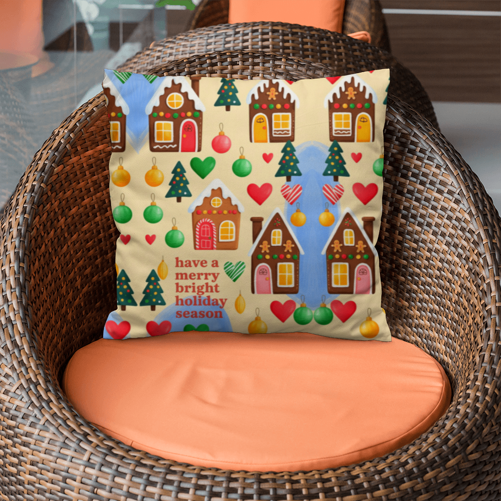 Have a Merry Bright Holiday Pillow with Insert – Festive Christmas Throw Cushion for Cozy Home Decor