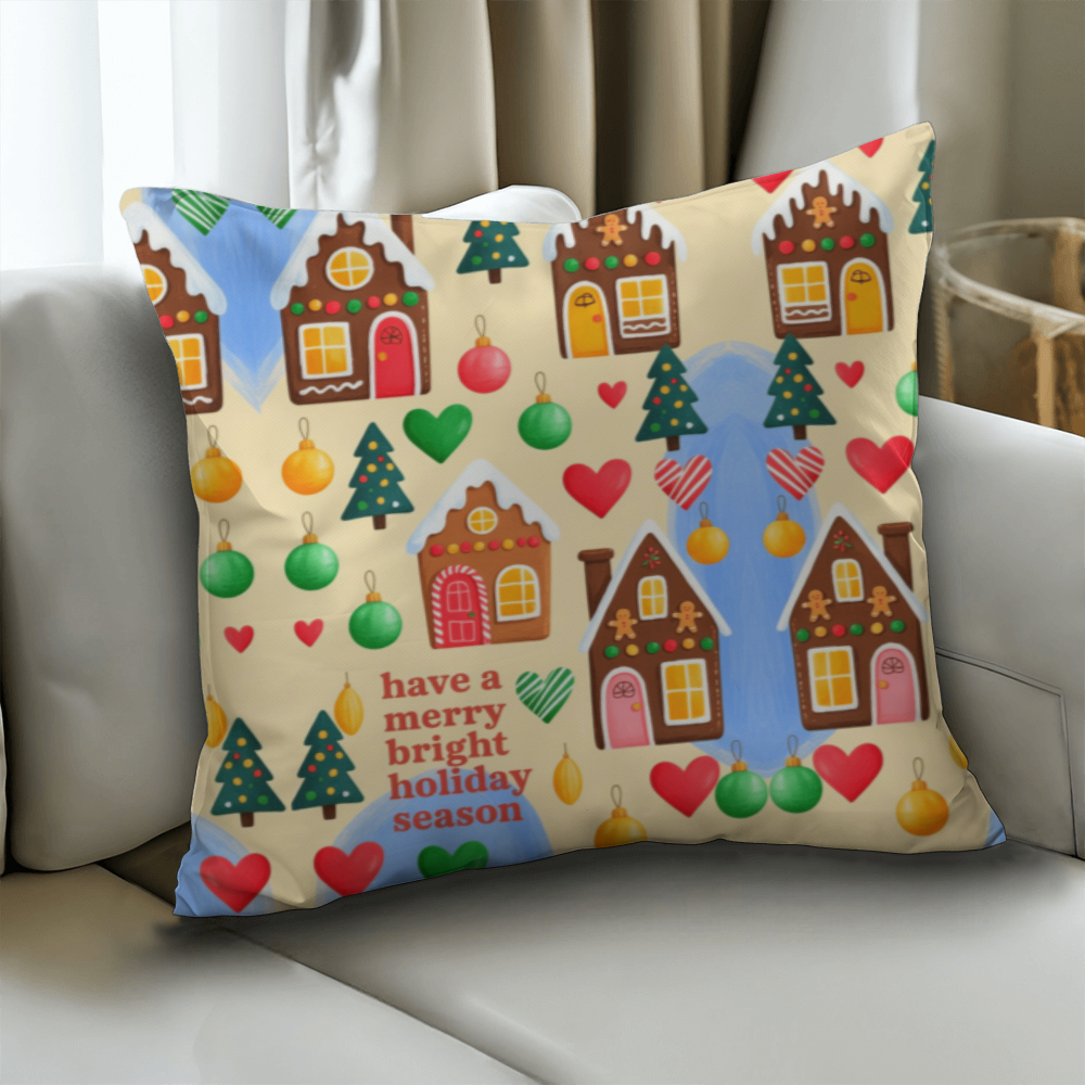 Have a Merry Bright Holiday Pillow with Insert – Festive Christmas Throw Cushion for Cozy Home Decor