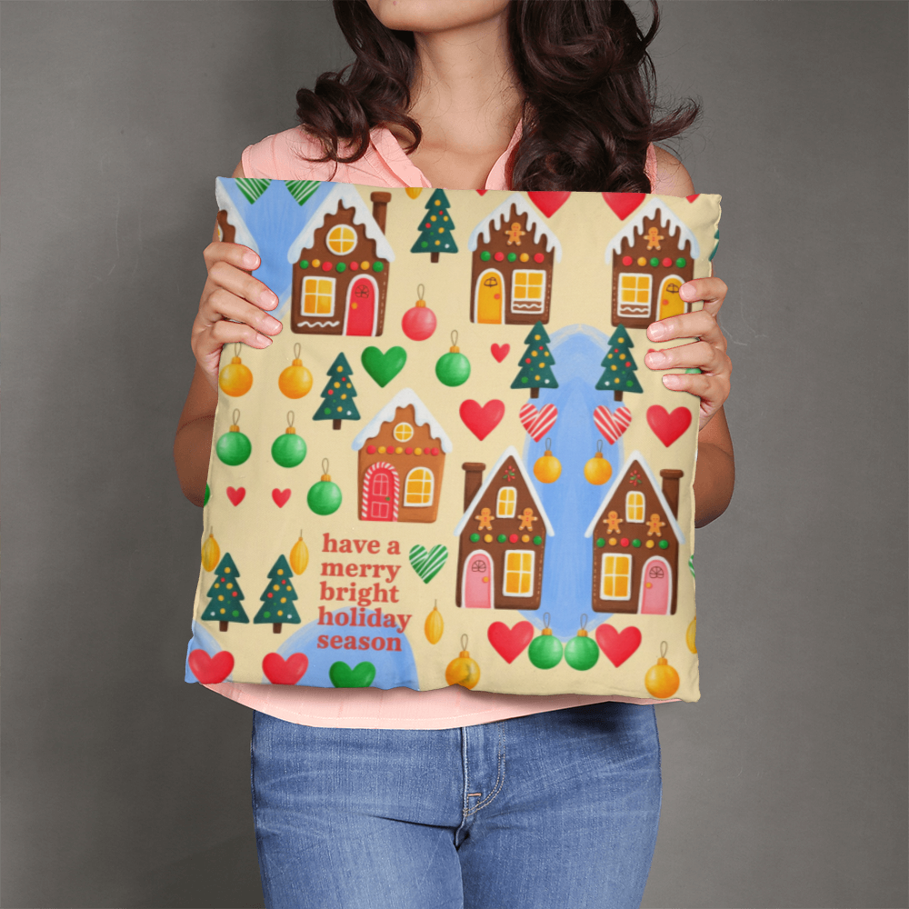 Have a Merry Bright Holiday Pillow with Insert – Festive Christmas Throw Cushion for Cozy Home Decor