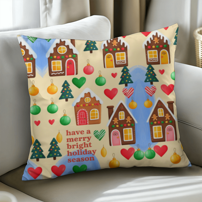 Have a Merry Bright Holiday Pillow with Insert – Festive Christmas Throw Cushion for Cozy Home Decor