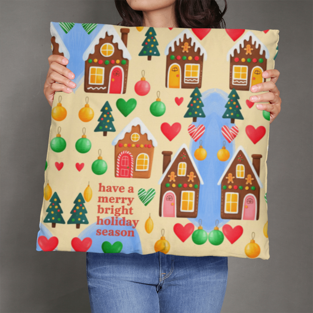 Have a Merry Bright Holiday Pillow with Insert – Festive Christmas Throw Cushion for Cozy Home Decor