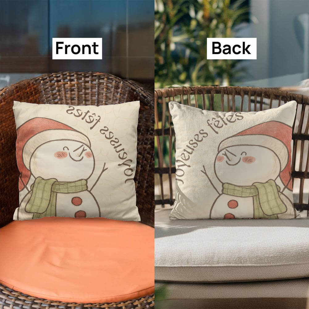 Joyeuses Fêtes: Classic Holiday Pillow Cover – Elegant French Christmas Décor
