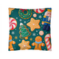Christmas outdoor pillow with nutcracker and candy cane pattern