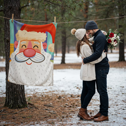 Cozy Santa Coral Fleece Blanket – Soft Plush Throw for Christmas Comfort & Holiday Warmth