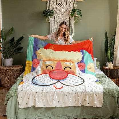 Cozy Santa Coral Fleece Blanket – Soft Plush Throw for Christmas Comfort & Holiday Warmth
