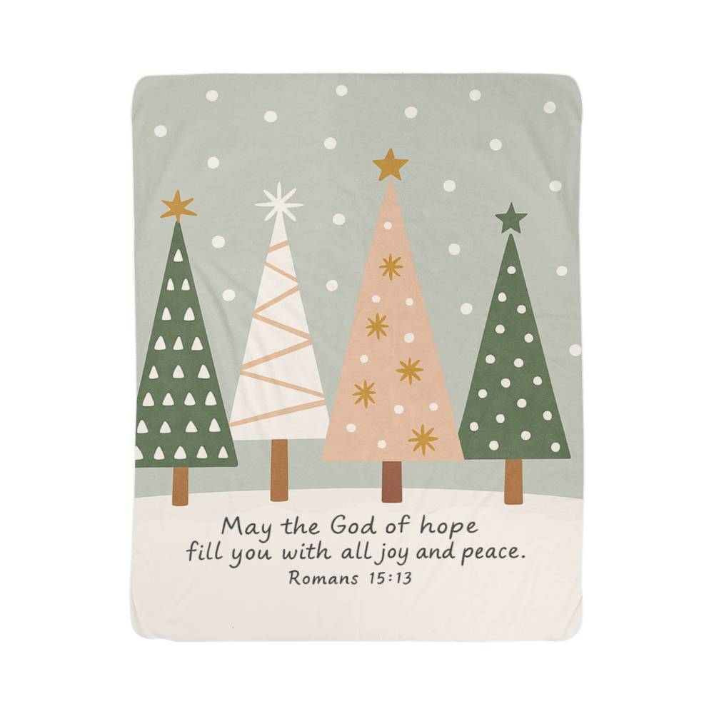 May the God of Hope: Bible Verse – Christian Christmas Decor – Cozy Faith Blanket with Romans 15:13 – Inspirational Winter Gift