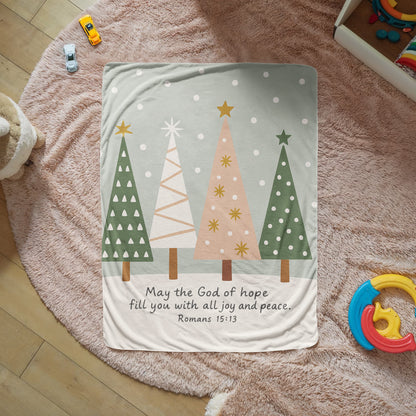 May the God of Hope: Bible Verse – Christian Christmas Decor – Cozy Faith Blanket with Romans 15:13 – Inspirational Winter Gift
