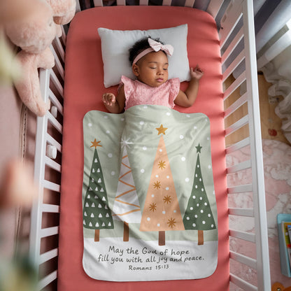 May the God of Hope: Bible Verse – Christian Christmas Decor – Cozy Faith Blanket with Romans 15:13 – Inspirational Winter Gift