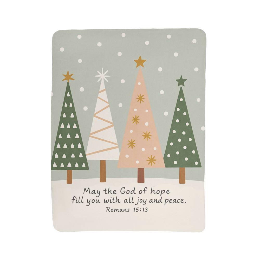 May the God of Hope: Bible Verse – Christian Christmas Decor – Cozy Faith Blanket with Romans 15:13 – Inspirational Winter Gift