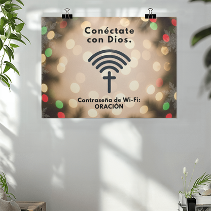 Conéctate con Dios – “WiFi Password: PRAYER” Faith-Inspired Matte Poster | Christian Wall Art
