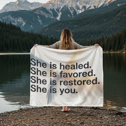 Soft, plush fleece blanket symbolizing healing and self-worth