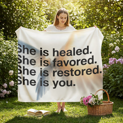 Empowering blanket for women of faith and resilience
