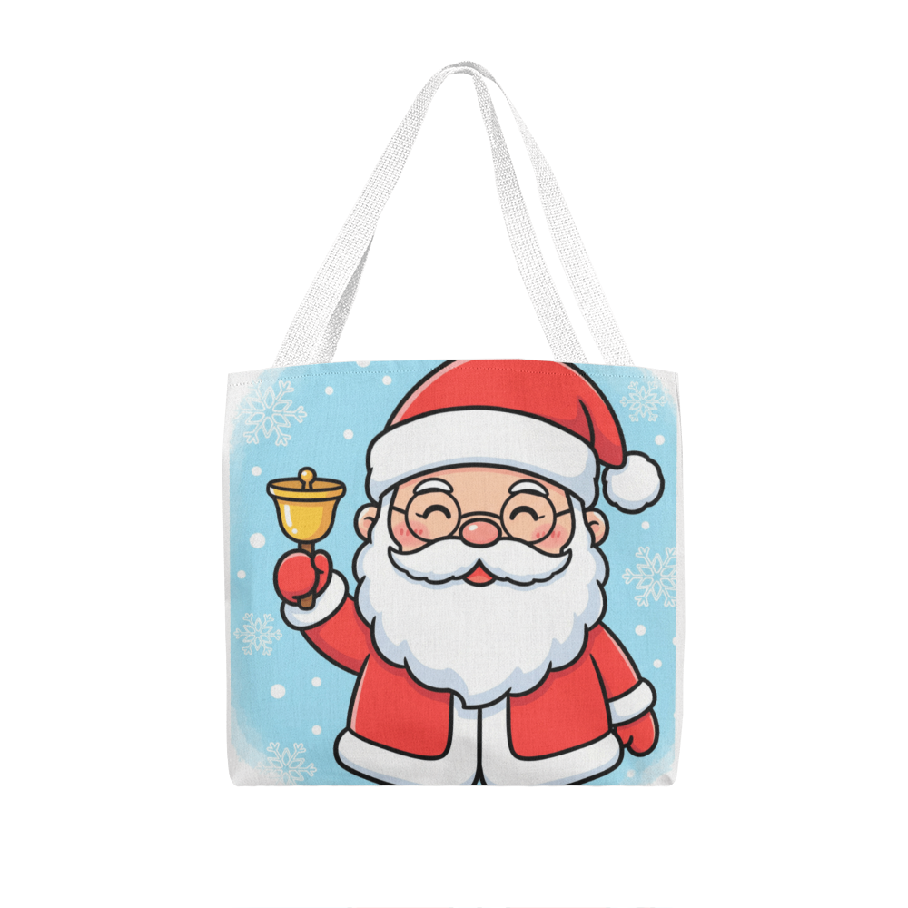 Jolly Santa Christmas Tote Bag | Cute Holiday Shopper & Gift Bag