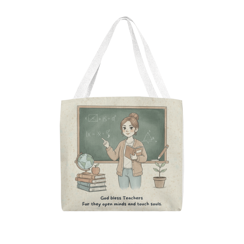 God Bless Teachers Tote Bag – Christian Teacher Appreciation Gift | Inspiring Classroom Quote for Educators