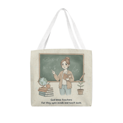 God Bless Teachers Tote Bag – Christian Teacher Appreciation Gift | Inspiring Classroom Quote for Educators
