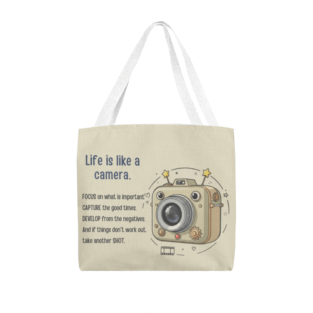 Camera illustration tote bag perfect for students