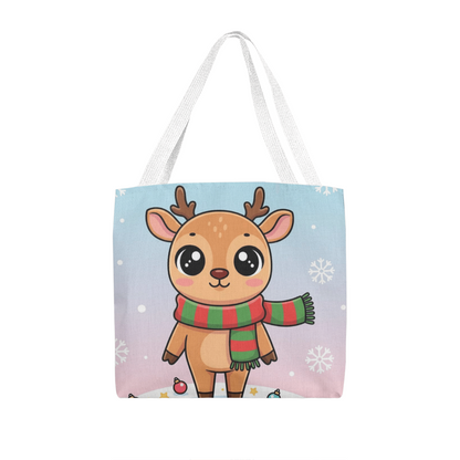 Cute Reindeer Christmas Tote Bag | Festive Holiday Shopper & Gift Bag