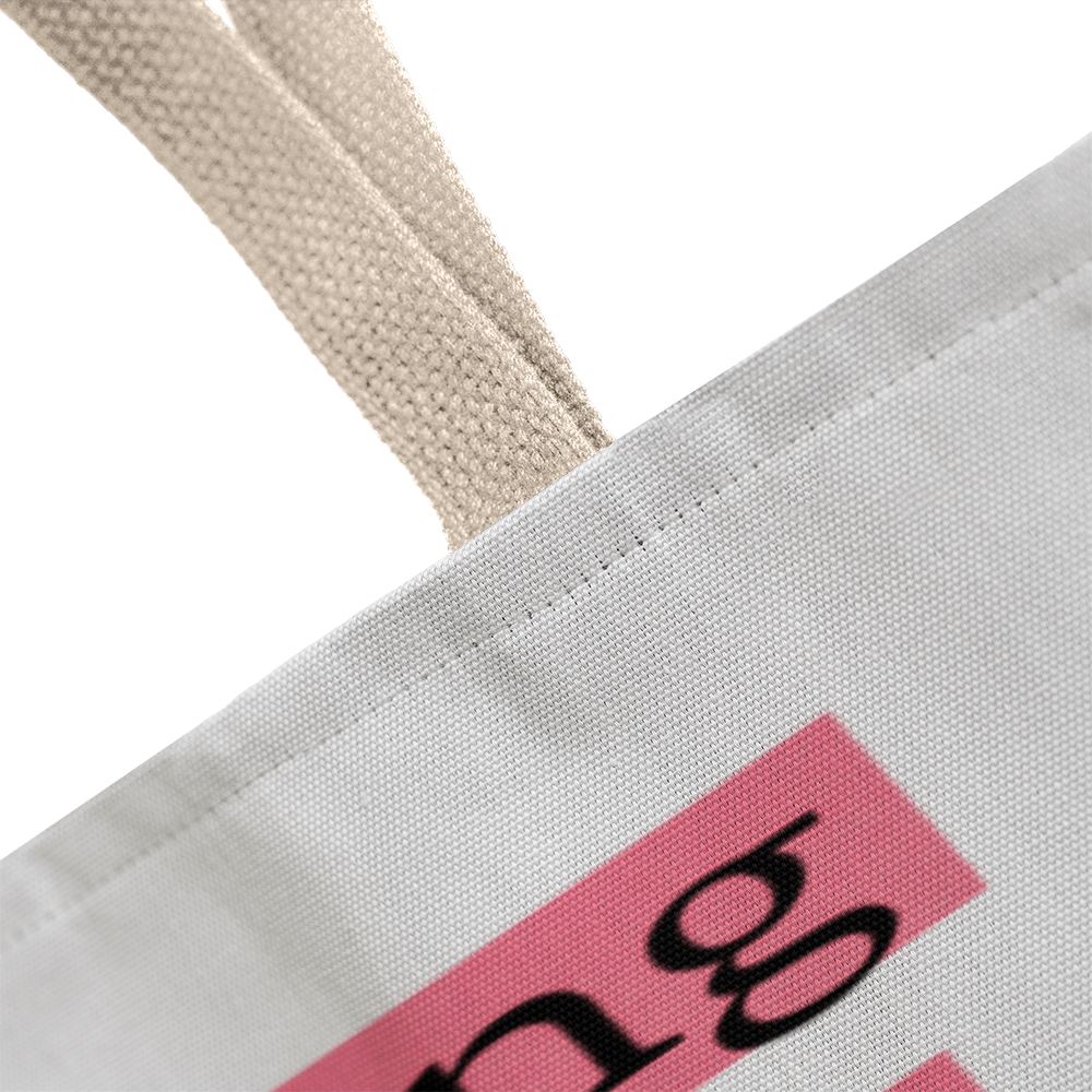 Inside of tote showing durable nonwoven laminate lining for daily use.