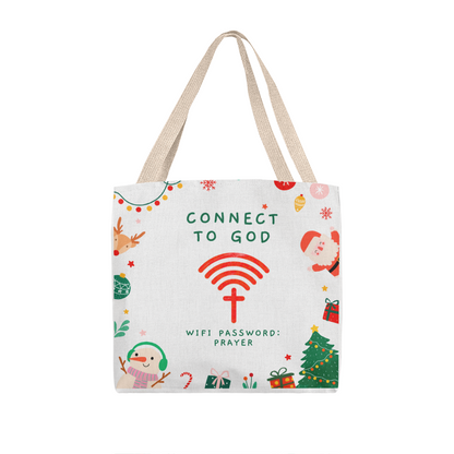 Faith Connection Christmas Tote – “WiFi Password: PRAYER” Holiday Edition