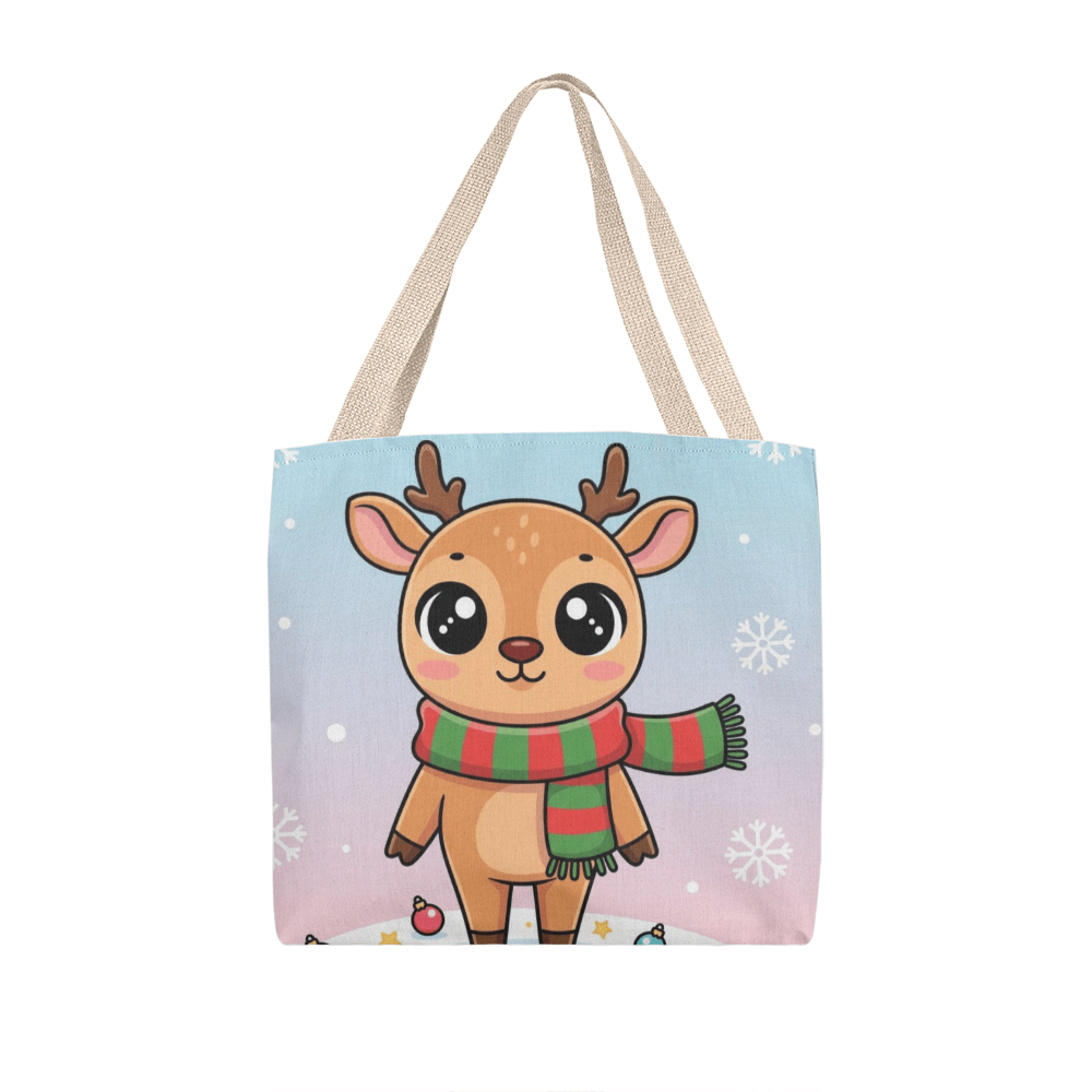 Cute Reindeer Christmas Tote Bag | Festive Holiday Shopper & Gift Bag