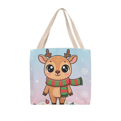 Cute Reindeer Christmas Tote Bag | Festive Holiday Shopper & Gift Bag