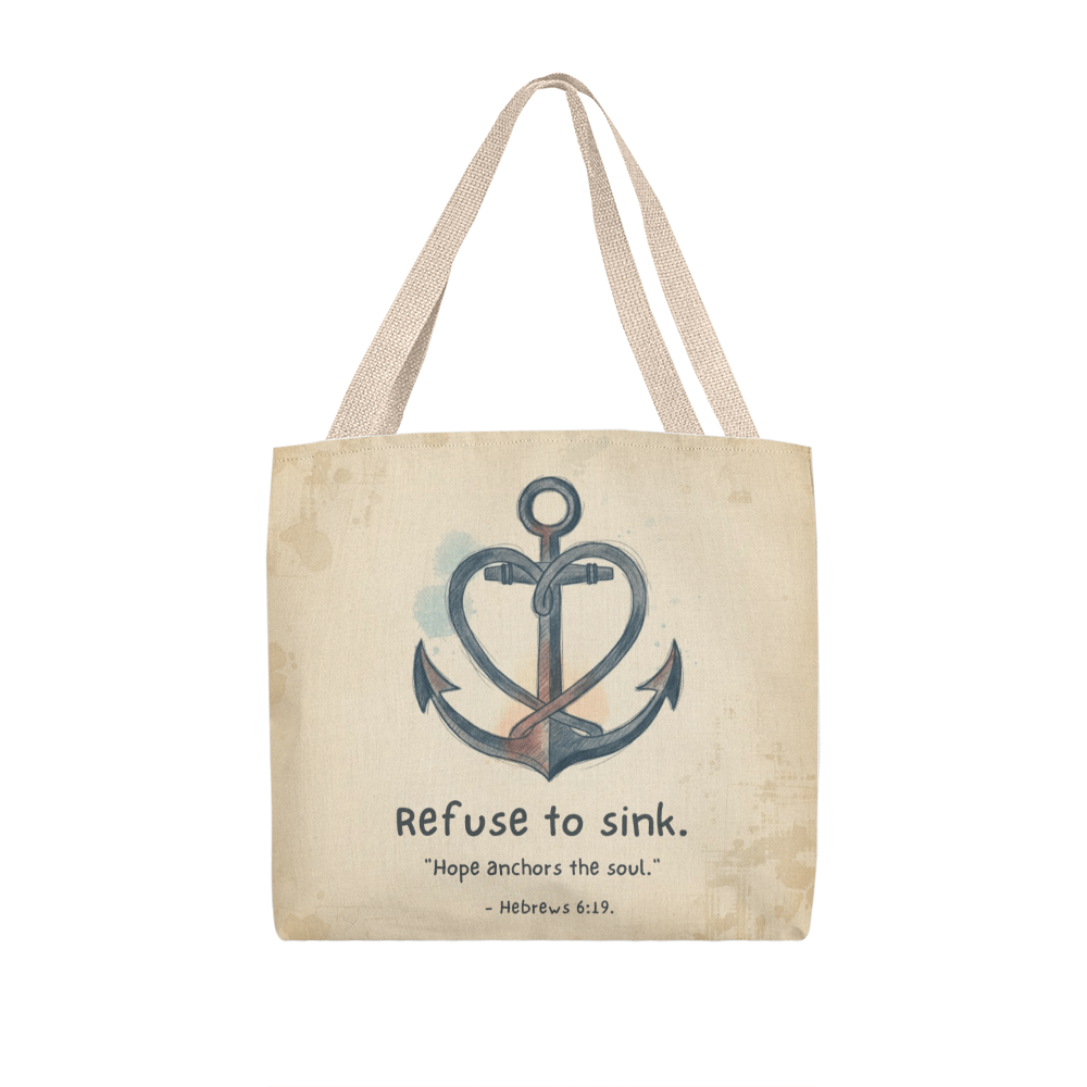 Inspirational Christian shopping tote with anchor sketch