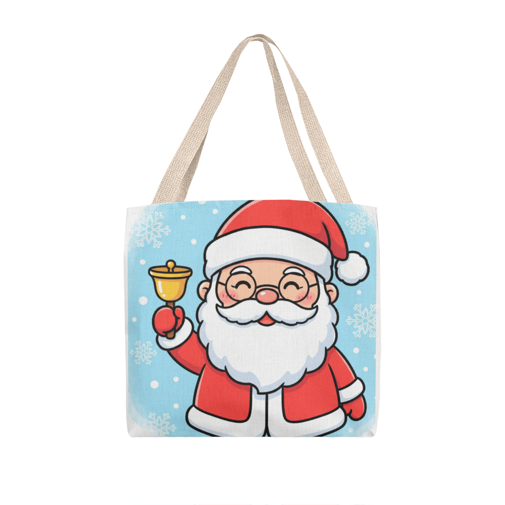 Jolly Santa Christmas Tote Bag | Cute Holiday Shopper & Gift Bag