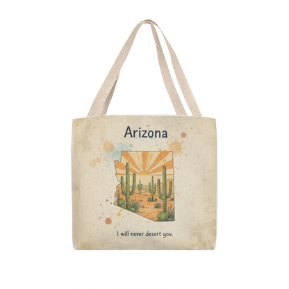 Durable classic tote with Arizona cactus artwork