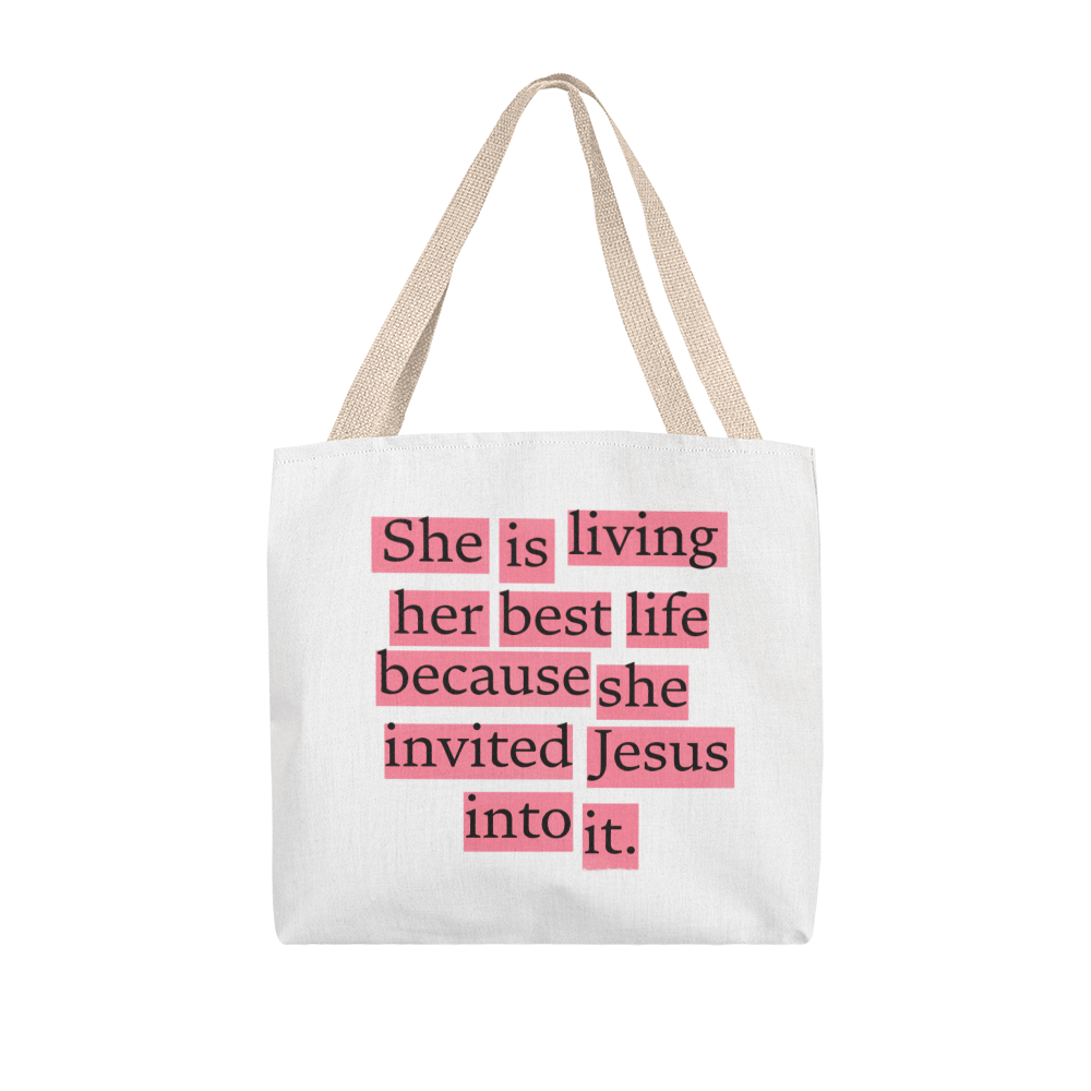 Tote bag placed beside Bible and coffee cup for Sunday routine inspiration.