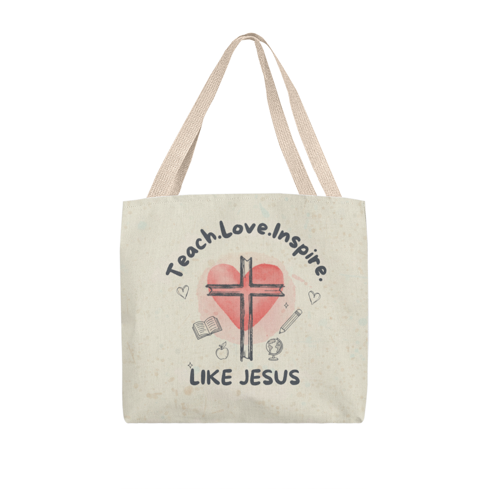 Teach Love Inspire Like Jesus Tote Bag – Christian Teacher Gift | Faith-Based Classroom Inspiration Bag