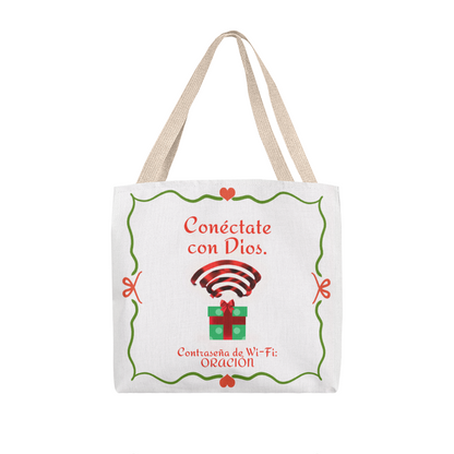 “Conéctate con Dios” tote for Christmas shopping or gifting