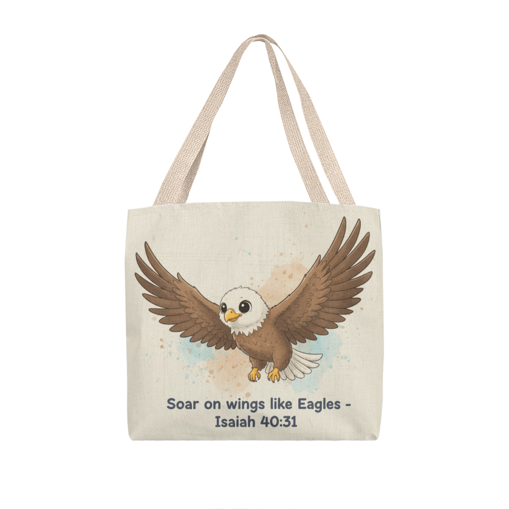 Soar on Wings Like Eagles Tote Bag – Isaiah 40:31 Scripture Gift | Inspirational Christian Tote for Faith, Strength & Hope