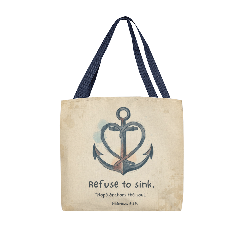 Durable scripture tote with Hebrews 6:19 verse