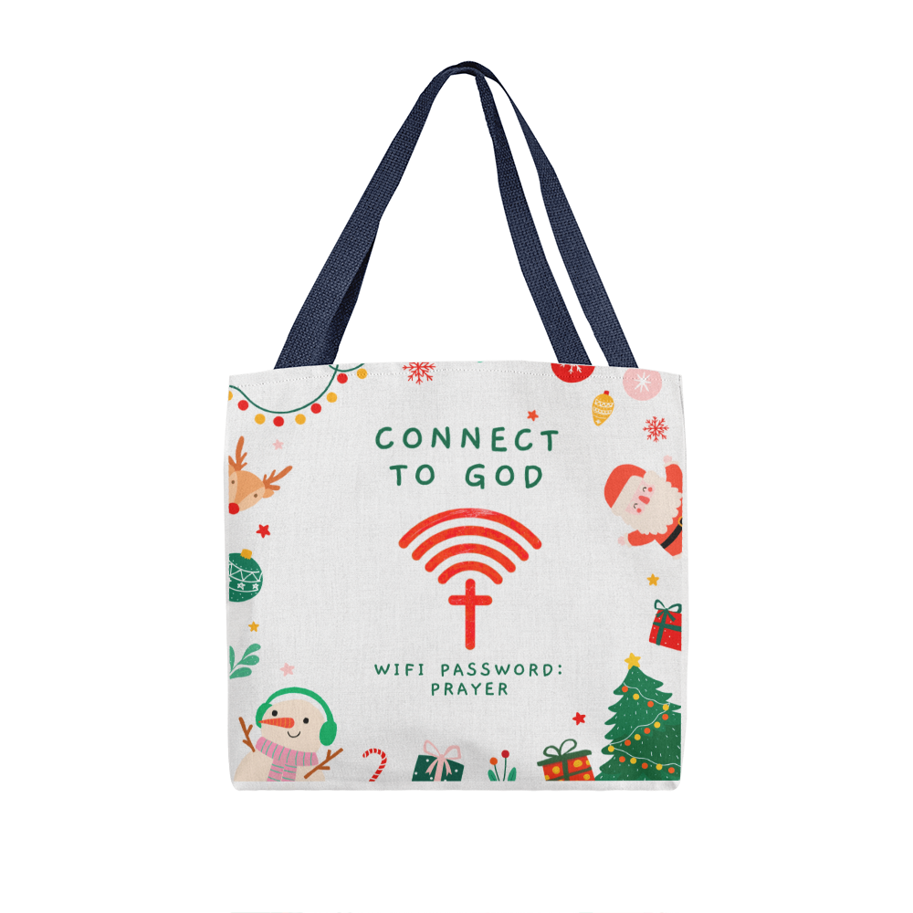 Faith Connection Christmas Tote – “WiFi Password: PRAYER” Holiday Edition