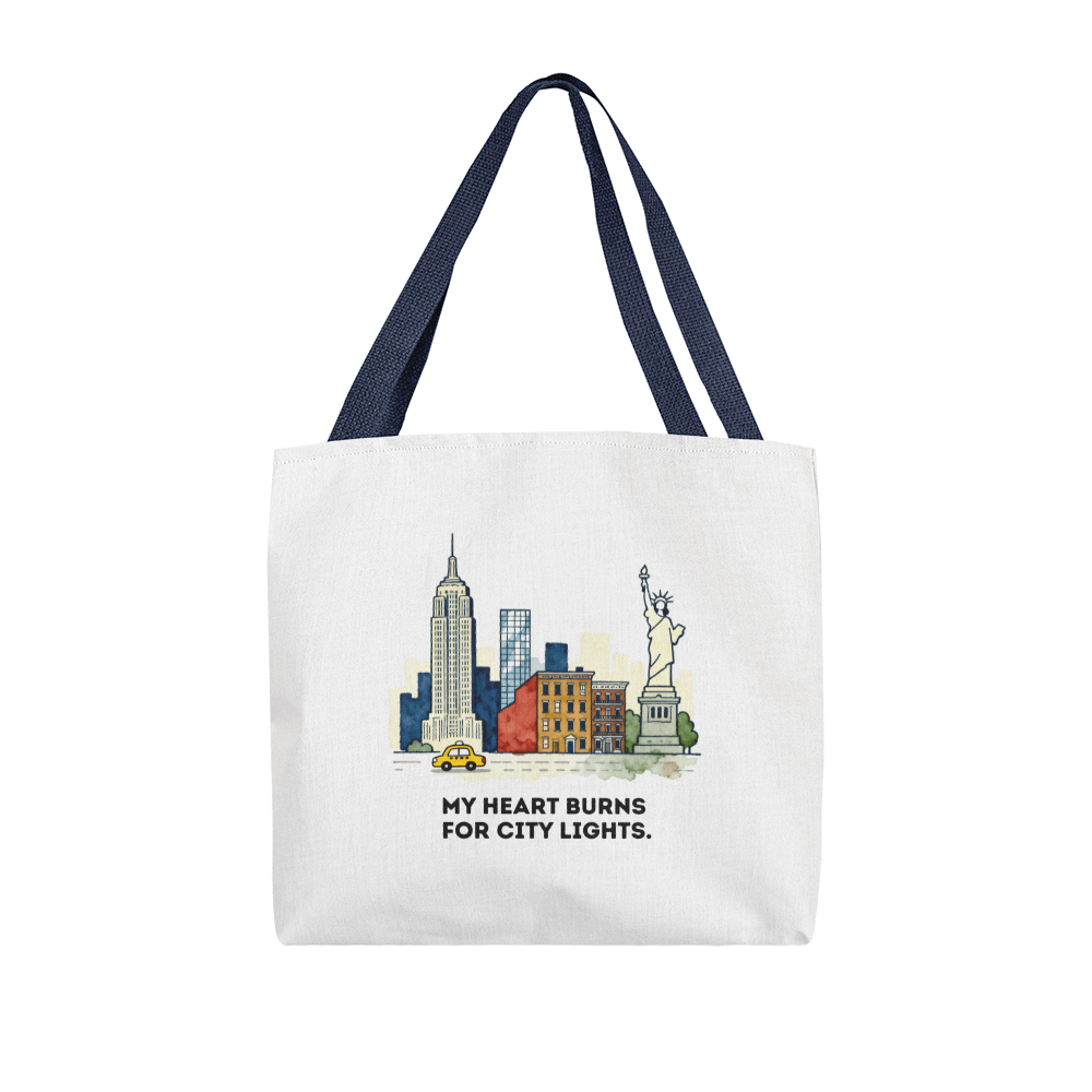 New York City Tote Bag | City Lights Gift | NYC Skyline Illustration Bag | Urban Travel Tote
