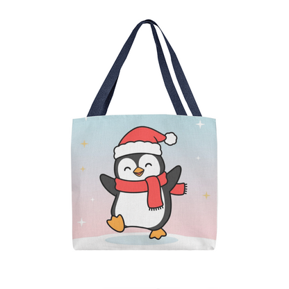 Cute Christmas Penguin Tote Bag | Festive Holiday Shopper & Gift Bag