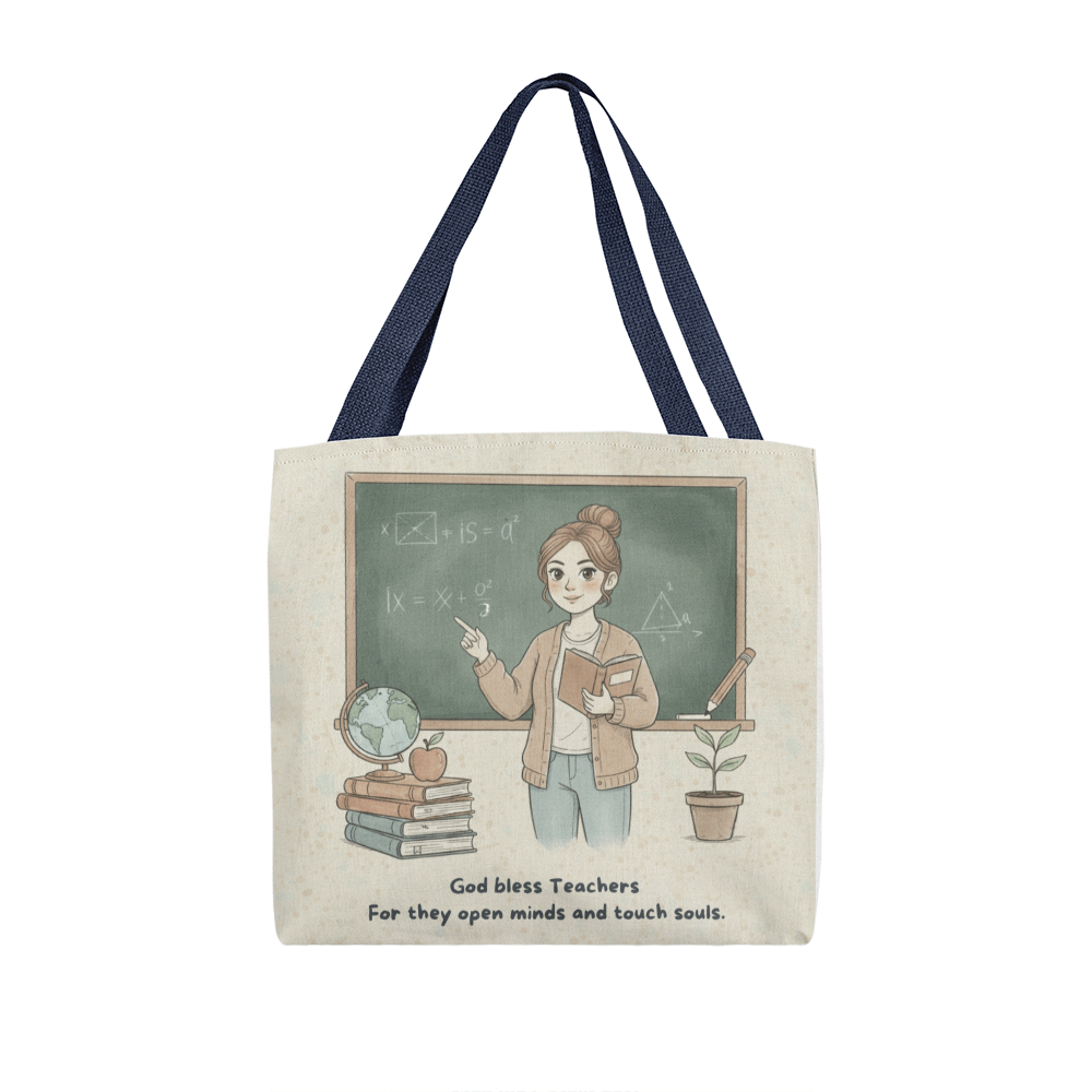 God Bless Teachers Tote Bag – Christian Teacher Appreciation Gift | Inspiring Classroom Quote for Educators