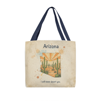 Personalized desert tote with five handle color options