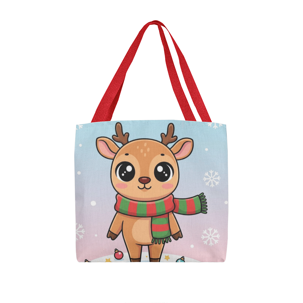 Cute Reindeer Christmas Tote Bag | Festive Holiday Shopper & Gift Bag