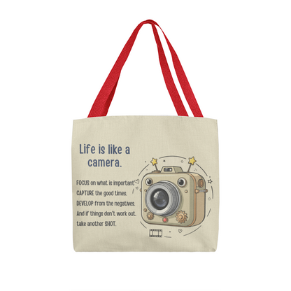 Photographer gift tote with uplifting quote