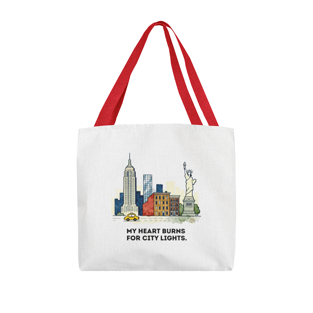 New York City Tote Bag | City Lights Gift | NYC Skyline Illustration Bag | Urban Travel Tote