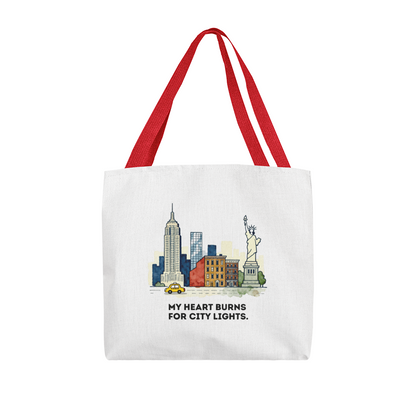 New York City Tote Bag | City Lights Gift | NYC Skyline Illustration Bag | Urban Travel Tote